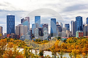 Calgary Downtown Skyline in Autumn Colors