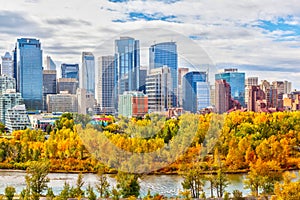 Calgary Downtown Skyline in Autumn Colors