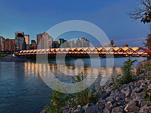Calgary Peace Bridge Lit Up