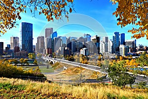 Calgary skyline during autumn