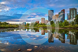 Calgary Skyline Sunrise Reflections