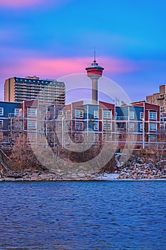 Calgary Tower Standing Tall At Sunrise