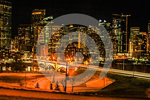 Calgary under the night lights, Calgary, Alberta, Canada