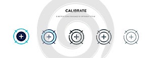 Calibrate icon in different style vector illustration. two colored and black calibrate vector icons designed in filled, outline, photo