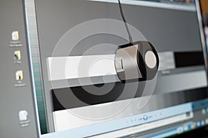 calibrating the display of a computer, close-up