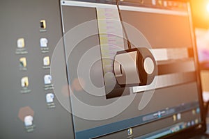 calibrating the display of a computer, close-up