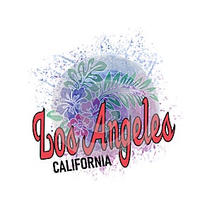 Califonia los Angeles watercolor splash flower vector art photo