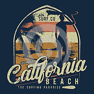 California Beach - Surfing Illustration
