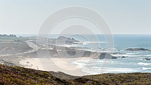 California beaches near Los Angeles city with a clear blue sky and yellow sand on the coast