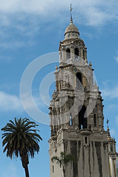 California bell tower and dome at the entrance of Balboa park - 13