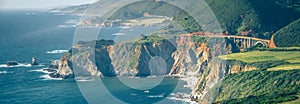 California Bixby bridge in Big Sur Monterey County in Route 1