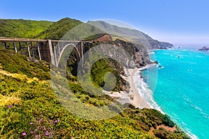 California Bixby bridge in Big Sur Monterey County in Route 1