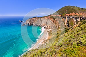 California Bixby bridge in Big Sur Monterey County in Route 1