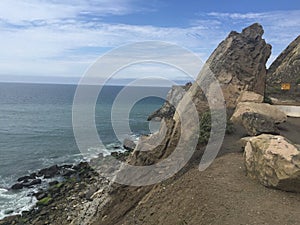 California cliff face at the ocean photo
