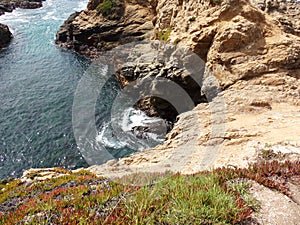 California Coastal Rocks and Cliffs, small inlet along the coast - Road Trip down Highway 1