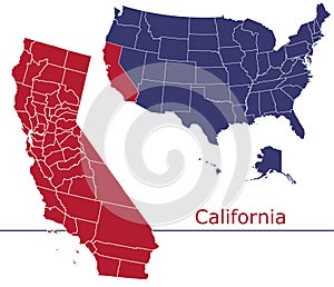 California counties vector map