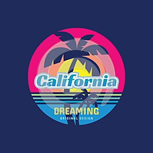 California dreaming - concept logo badge vector illustration for t-shirt and other design print productions. photo