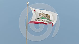 California flag on flagpole. CA flag fluttering in the wind. USA.