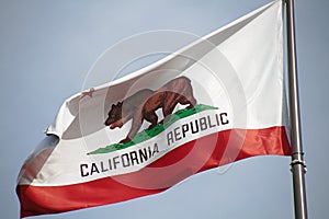 California Republic flag in the wind USA.