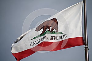 California Republic flag in the wind USA.