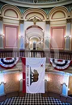 California flag in State Capitol, Sacramento