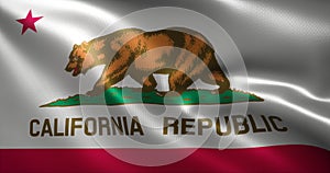 California Flag, United States of America, waving folds, close up view, 3D rendering