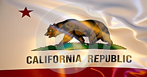 California flag in the wind . 3d illustration