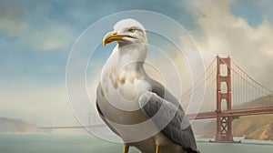 California Gull In Mona Lisa Style