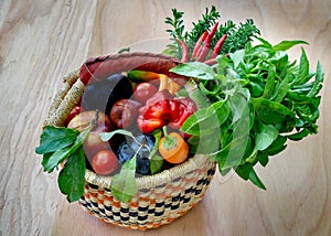 California harvest in woven basket