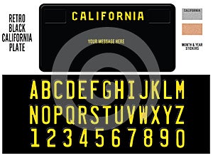 California License Plate Black Retro Design