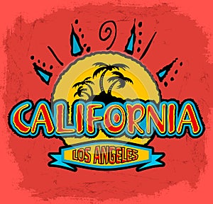 California - Los Angeles - vector badge - emblem
