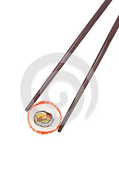 California maki sushi and chopsticks.