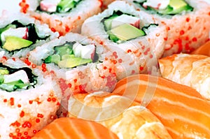 California maki and sushi close up