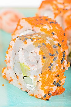 California maki sushi with masago