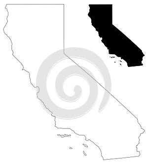 California map - state in the Pacific Region of the United States