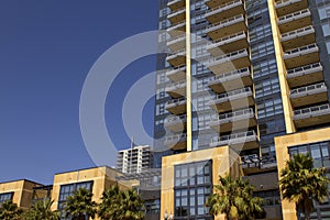 California modern condominiums and retail building