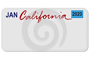 California new car digital registration plate vector