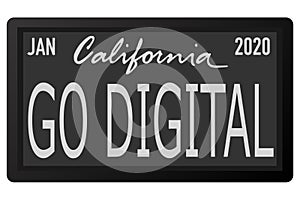 California new car digital registration plate vector