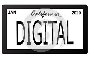 California new car digital registration plate vector