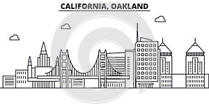California Oakland architecture line skyline illustration. Linear vector cityscape with famous landmarks, city sights
