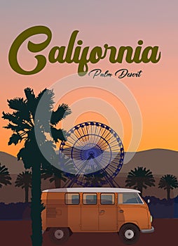 California palm Desert illustration best for travel poster