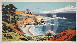 California Plein Air: Cliffs And Ocean - Kings Canyon National Park Postcard