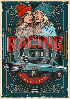 California racers girls poster colorful