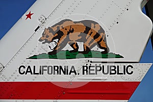 California Republic Bear Flag Painted on a Helicopter Vertical Stabilizer