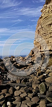 California rocky cliff shore