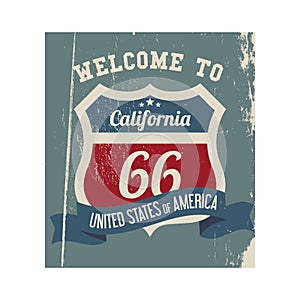 California route 66 label. Vector illustration decorative design