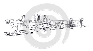 California Sacramento vector sketch line usa landscape hand drawn