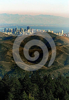 California- San Francisco- Sunset View of the City Skyline From the Top of Mount Tamalpais