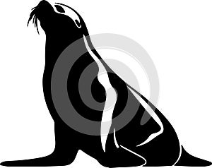 California sea lion Black Silhouette Generative Ai