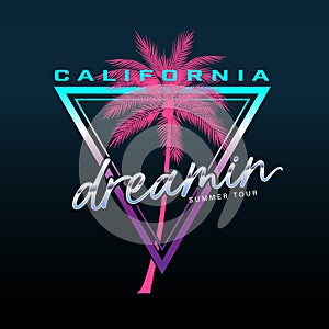 California slogan, Summer beach typography, tee shirt graphic, slogan, printed design.